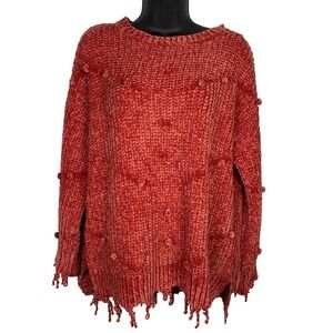 Jodifl Chenille Distressed‎ Sweater Womens Small Bobble Knit Grunge Fringe Raw